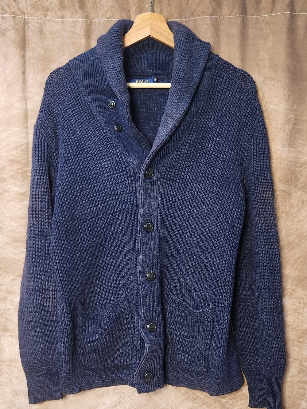 Polo Ralph Lauren Men’s Shawl Collar Cardigan – Navy Blue Knit Sweater – Size XS